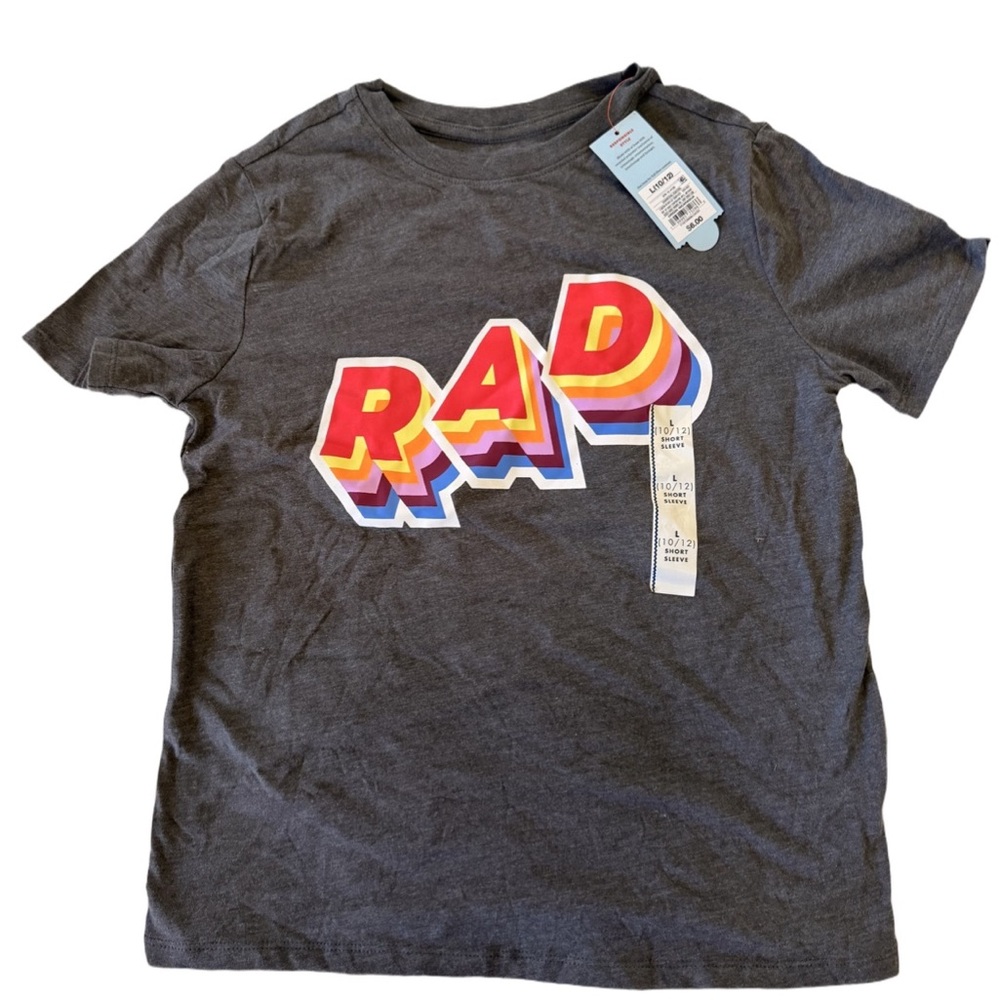 Cat & Jack Gray T-Shirt with Multicolor 'RAD' Design